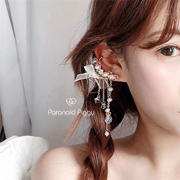 Baroque Yarn Cute Imitation Pearl Dangle Earrings Multi Tassel Crystal Pendants Korean Girls Ear Accessories 5A4003